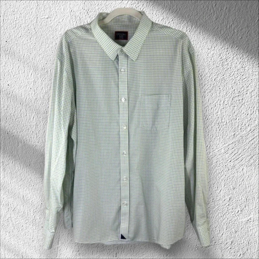 UNTUCKIT Green & Blue Plaid Long Sleeve Button Down Shirt Size XXL Classic‎